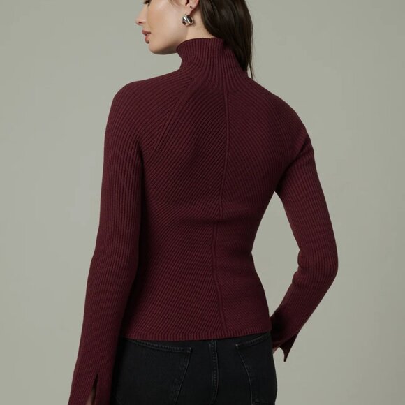 Joe's Jeans The Palmer Turtleneck Sweater in Vineyard Wine - Picture 6 of 7